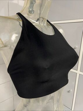 Open Back-Laced Cropped Halter Top L NWOT